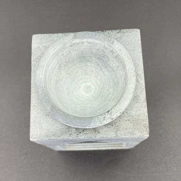 Essential Oil Burner Handcarved Soapstone Gray Om Symbol Made In India - Picture 5 of 14